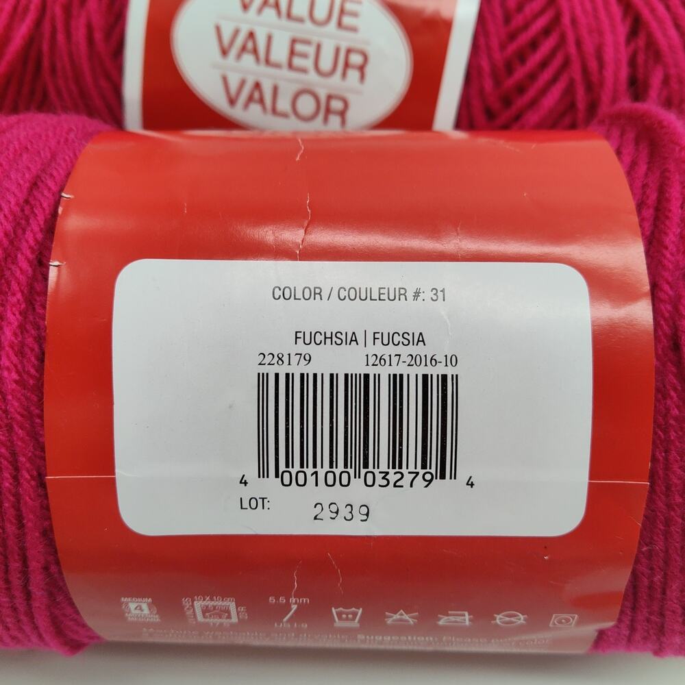3X Craftsmart Value Yarn, Acrylic 7 oz 1 Full 2 @ 80% Fuchsia - Picture 3 of 5